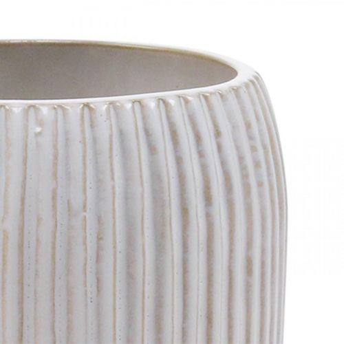 Artikel Keramikvase med riller Hvid keramikvase Ø13cm H20cm