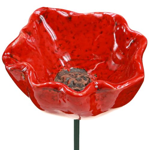 Floristik24 Keramiske blomster valmue dekorative blomsterprop rød 6,5cm 4 stk