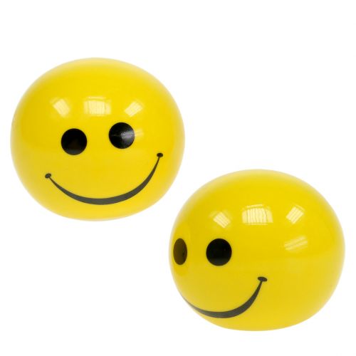 Floristik24 Keramikkugle med emoticon gul Ø5cm H4,5cm 6stk