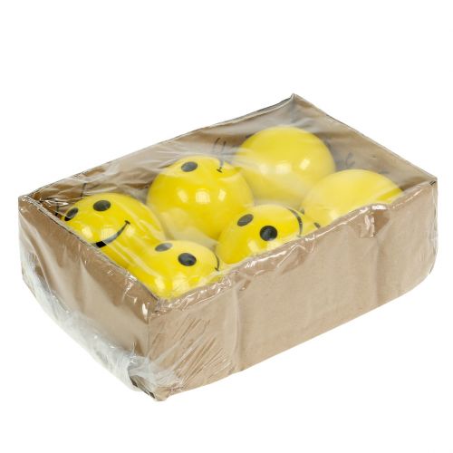 Floristik24 Keramikkugle med emoticon gul Ø5cm H4,5cm 6stk