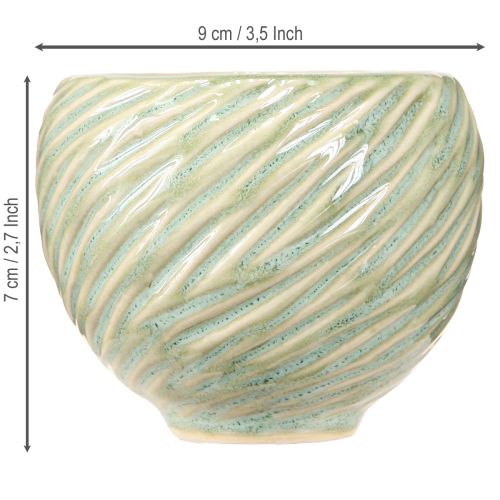 Artikel Keramiske skåle i grønt spiraldesign Ø9cm H7cm 4stk