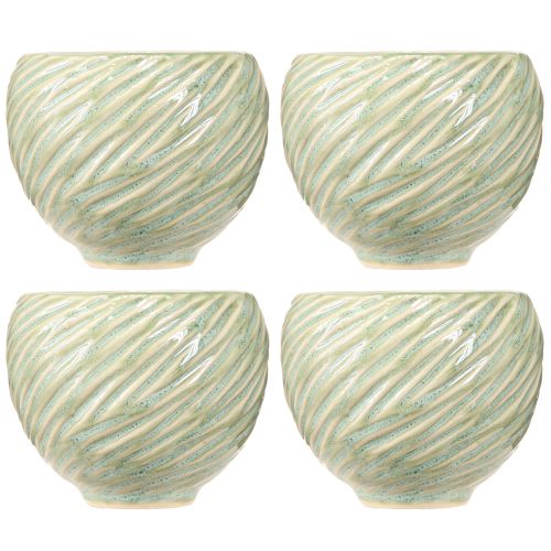 Artikel Keramiske skåle i grønt spiraldesign Ø9cm H7cm 4stk