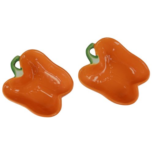 Artikel Keramiske skåle orange peber dekoration 16x13x4,5cm 2stk