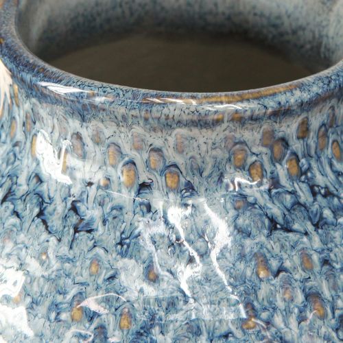 Artikel Keramisk vase glaseret blåt og hvidt flettet look H18,5cm