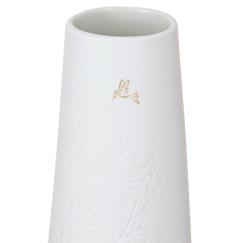 Artikel Keramik vase i hvidguld fugle dekoration Ø6,5cm H19cm 2 stk