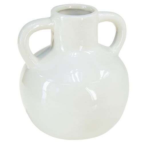 Artikel Keramik vase hvid vase med 2 hanke keramik Ø7cm H11,5cm