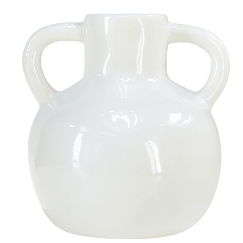 Artikel Keramik vase hvid vase med 2 hanke keramik Ø7cm H11,5cm