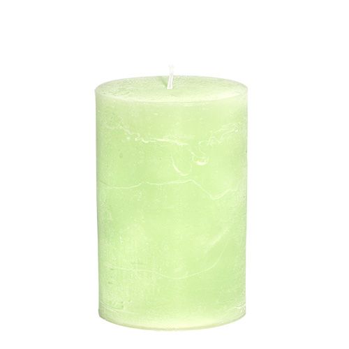 Artikel Stearinlys ensfarvede limegrønne søjlelys 85×120mm 2 stk