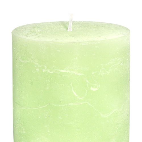 Artikel Stearinlys ensfarvede limegrønne søjlelys 85×120mm 2 stk