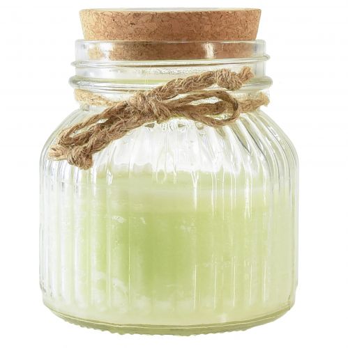 Artikel Duftlys i glas citronella æblegrøn kork H11,5cm