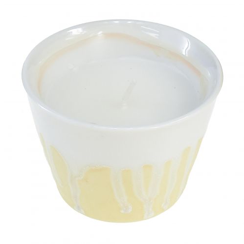 Artikel Citronella lys i potte keramisk gul creme Ø8,5cm