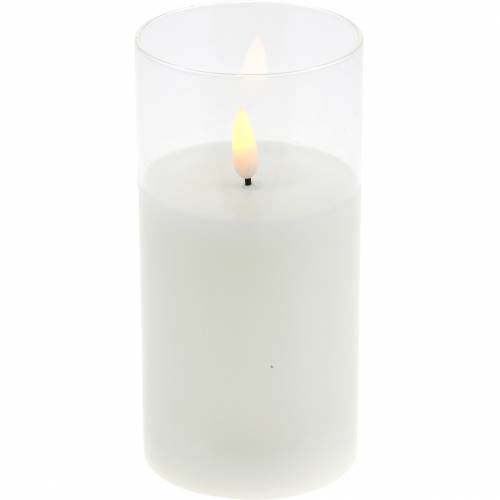 Floristik24 LED lys i glas ægte voks hvid Ø7,5cm H10cm