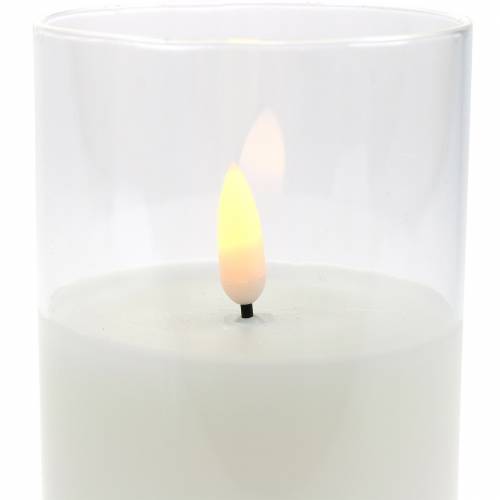 Floristik24 LED lys i glas ægte voks hvid Ø7,5cm H10cm