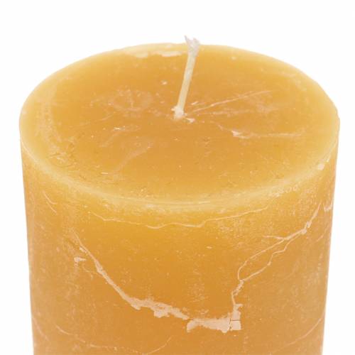 Artikel Ensfarvede stearinlys honningfarver 70×80mm 4stk