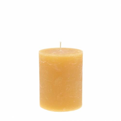 Ensfarvede stearinlys honningfarver 70×80mm 4stk