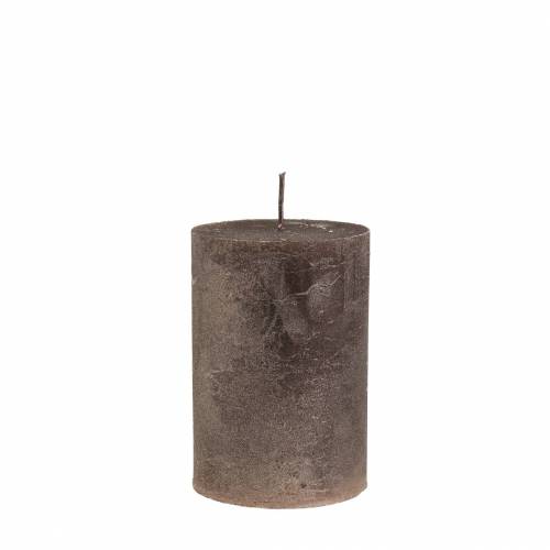 Ensfarvede stearinlys kobber metallic 60×80mm 4 stk