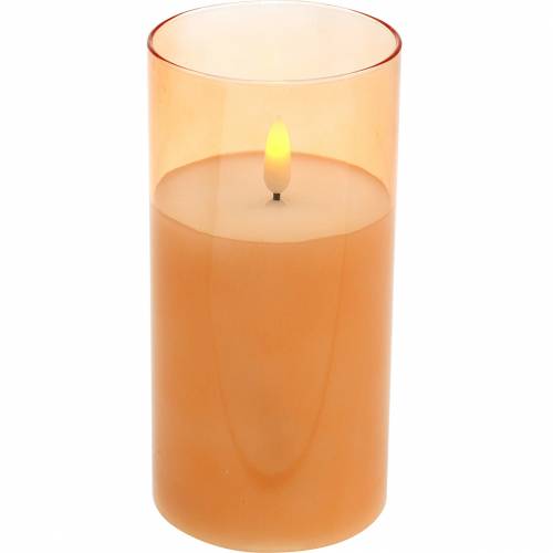 Floristik24 LED lys i et glas ægte voksorange Ø7,5cm H10cm