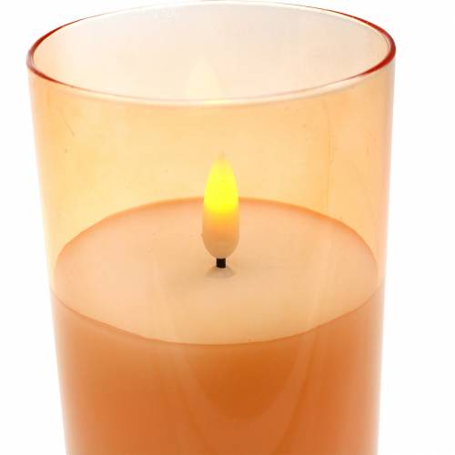 Floristik24 LED lys i et glas ægte voksorange Ø7,5cm H10cm