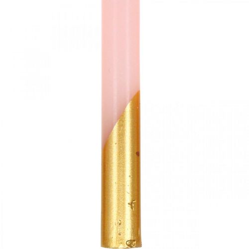 Floristik24 Trælys pyramidelys pink, gyldne lys H105mm 10p