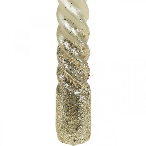 Floristik24 Koniske lys snoede lys spirallys creme 24cm 2stk