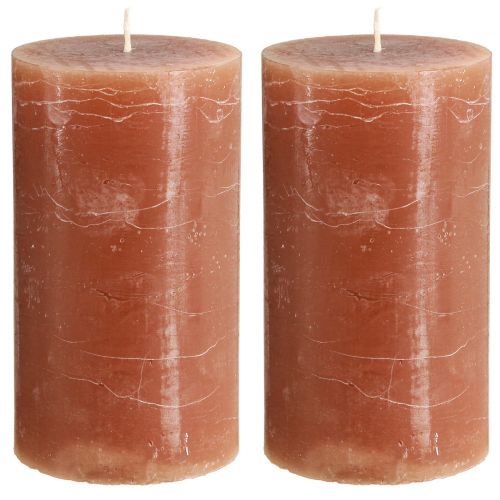 Artikel Stearinlys farvede karamel søjlelys 85×150mm 2 stk