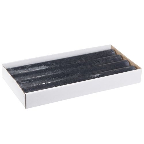 Floristik24 Stearinlys i antracit ensfarvede pindelys 34x300 4 stk