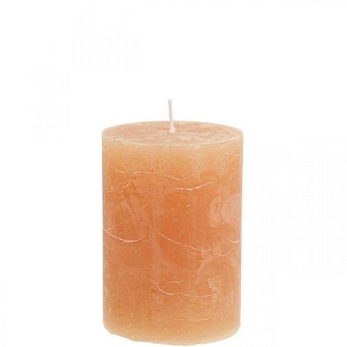Ensfarvede stearinlys Orange Peach søjlelys 70×100mm 4 stk.