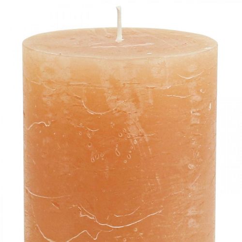Artikel Ensfarvede stearinlys Orange Peach søjlelys 70×120mm 4 stk.