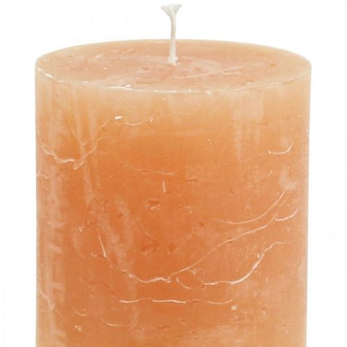 Artikel Ensfarvede lys Orange Fersken søjlelys 70×80mm 4 stk