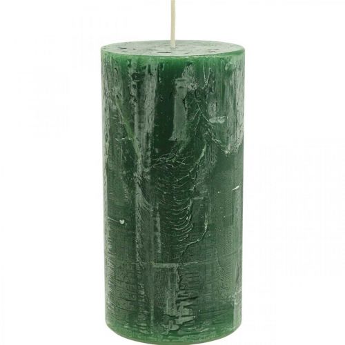 Floristik24 Ensfarvede lys mørkegrønne søjlelys 70×140mm 4 stk