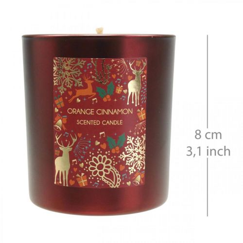 Floristik24 Duftlys juleappelsin, kanellys glas rød Ø7/ H8cm
