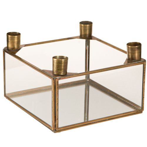 Artikel Lysestage adventsspejl til fyldning af guld 15×15×10,5cm
