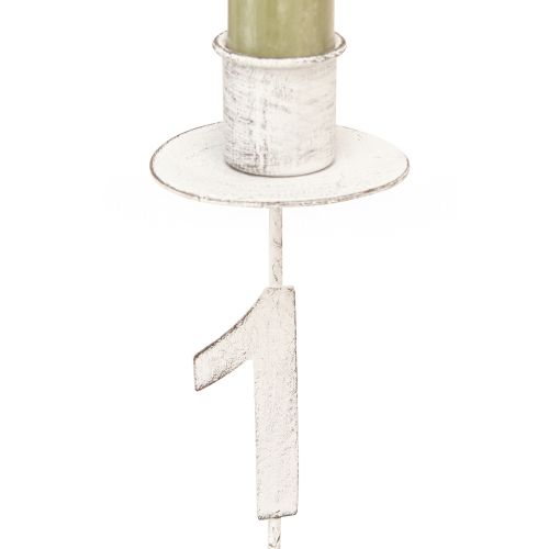 Artikel Lysestage advent med torn og tal hvid H11cm 4 stk