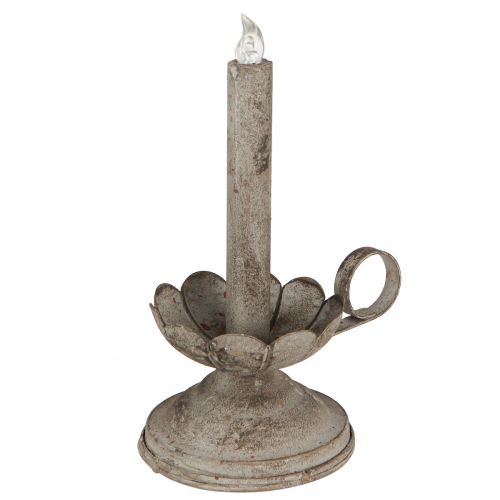 Floristik24 Lysestage antik med LED stearinlys metal varmt lys H22cm
