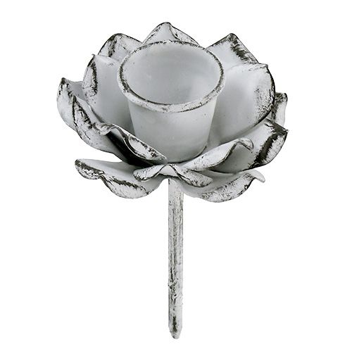 Lysestage blomst form hvid Ø5,8cm H6,8cm