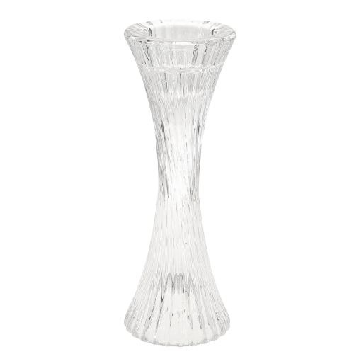 Floristik24 Lysestage glas klar pind lysestage riller H20cm 2 stk