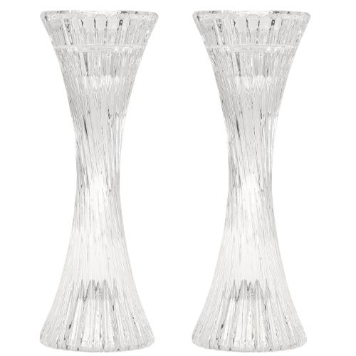 Artikel Lysestage glas klar pind lysestage riller H20cm 2 stk