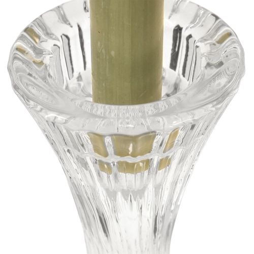 Artikel Lysestage glas klar pind lysestage riller H20cm 2 stk