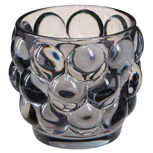 Floristik24 Lysestage glas fyrfadsstage grå Ø7cm H7cm 6 stk