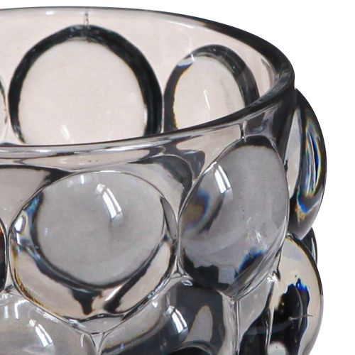 Artikel Lysestage glas fyrfadsstage grå Ø7cm H7cm 6 stk