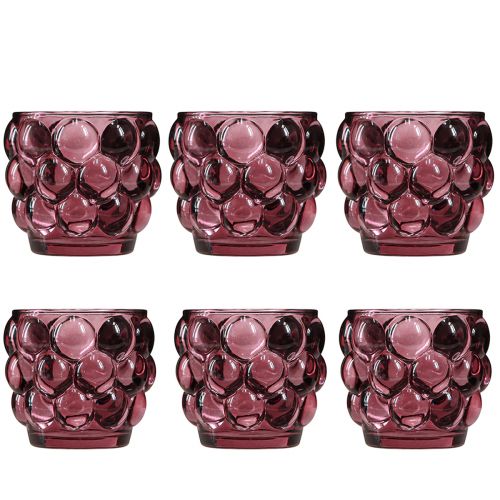 Artikel Lysestage glas fyrfadsstage i Berry Ø7cm H7cm 6 stk
