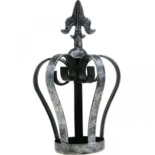 Artikel Deco krone antik sølv look metal Ø12cm H20cm