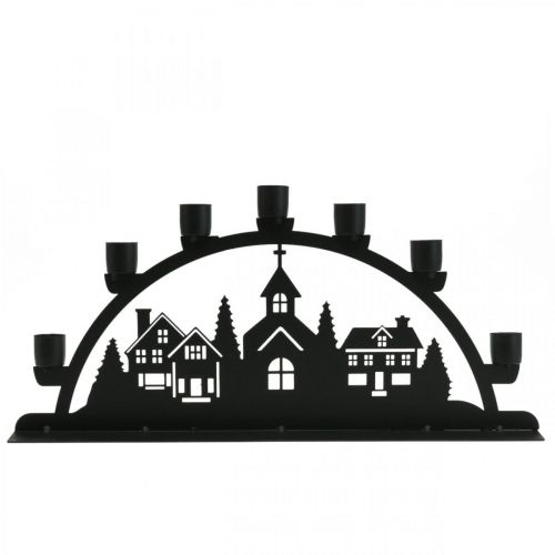 Artikel Stearinlys bue lys bue sort metal 40x6cm H18,5cm