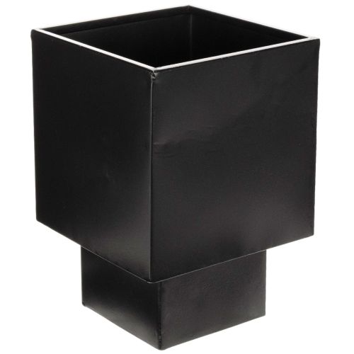 Sort kubeformet plantekasse med base, moderne, 22 cm