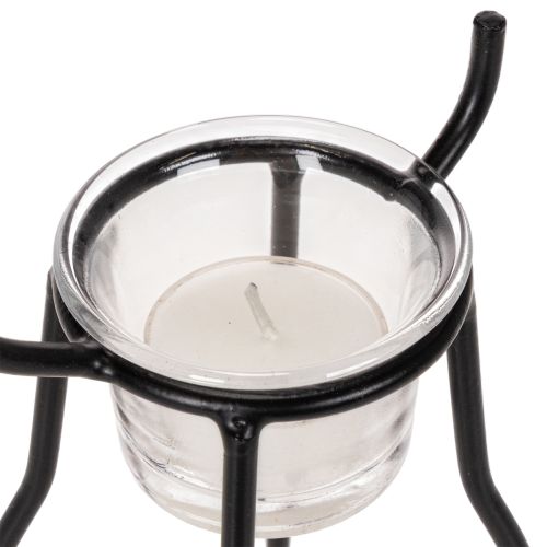 Rensdyrslysholder med fyrfadslys i glas, 28 cm | Floristik24.dk