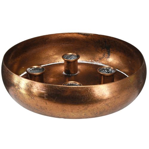 Artikel Lysestage skål til 4 pinde lys antik look bronze Ø22cm