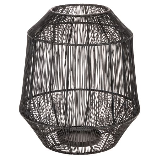 Sort lysestage, dekorativ lanterne, trådkurv, Ø24 cm, H28 cm