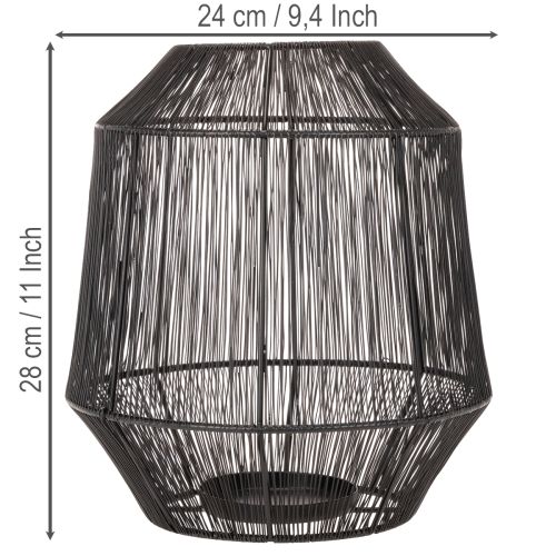 Sort lysestage, dekorativ lanterne, trådkurv, Ø24 cm, H28 cm | Floristik24.dk