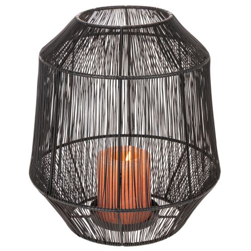Sort lysestage, dekorativ lanterne, trådkurv, Ø24 cm, H28 cm | Floristik24.dk