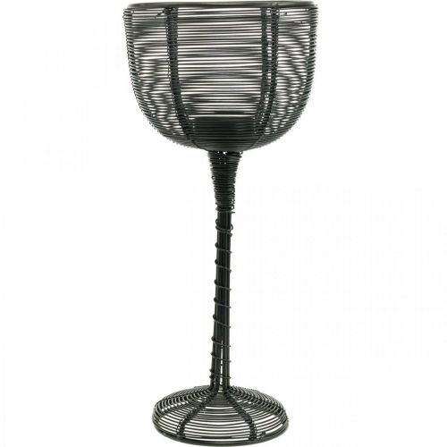 Artikel Fyrfadsstage sort metal dekorativt vinglas Ø10cm H26,5cm
